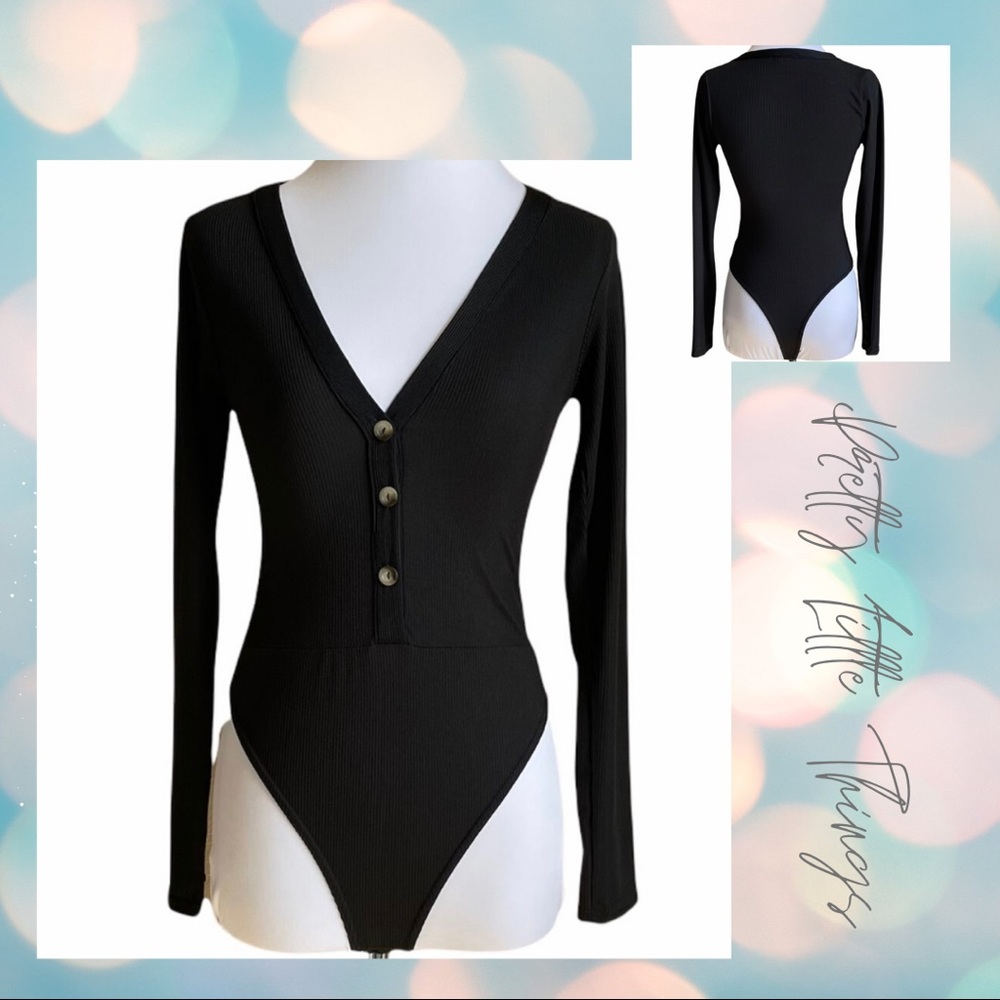 PRETTY LITTLE THINGS Black Ribbed Fitted Bodysuit